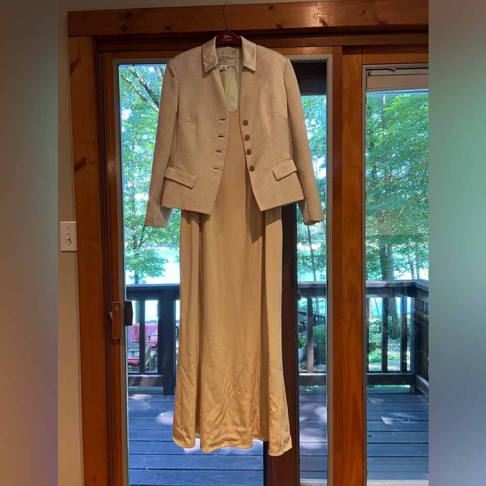 Cream blazer with dress